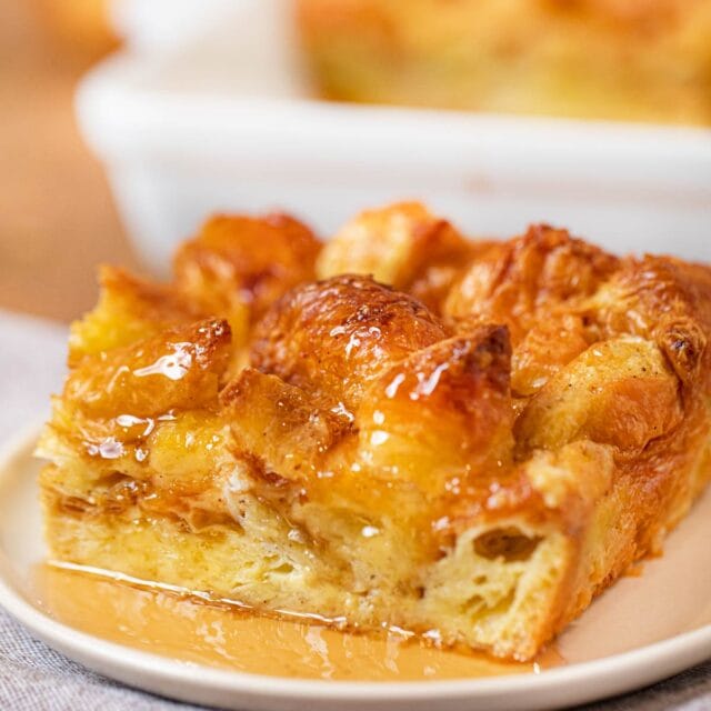 Croissant French Toast Bake with maple syrup