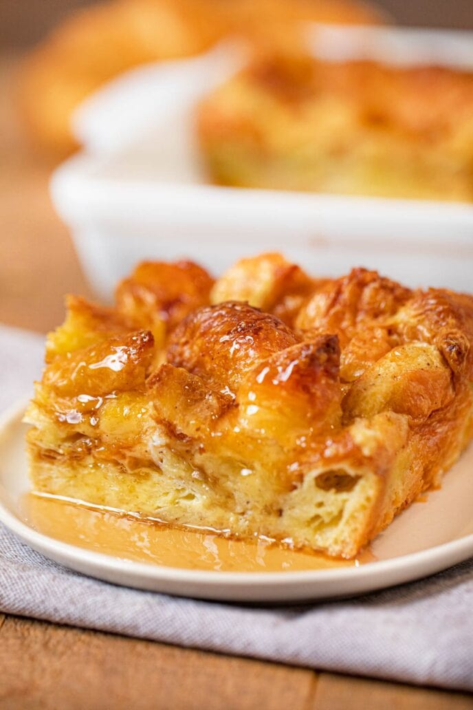 Croissant French Toast Bake with maple syrup