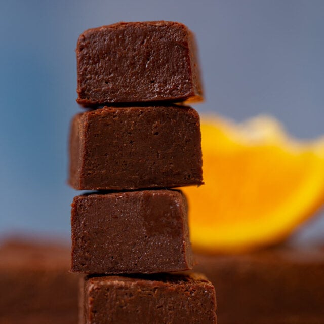 stack of Dark Chocolate Orange Fudge