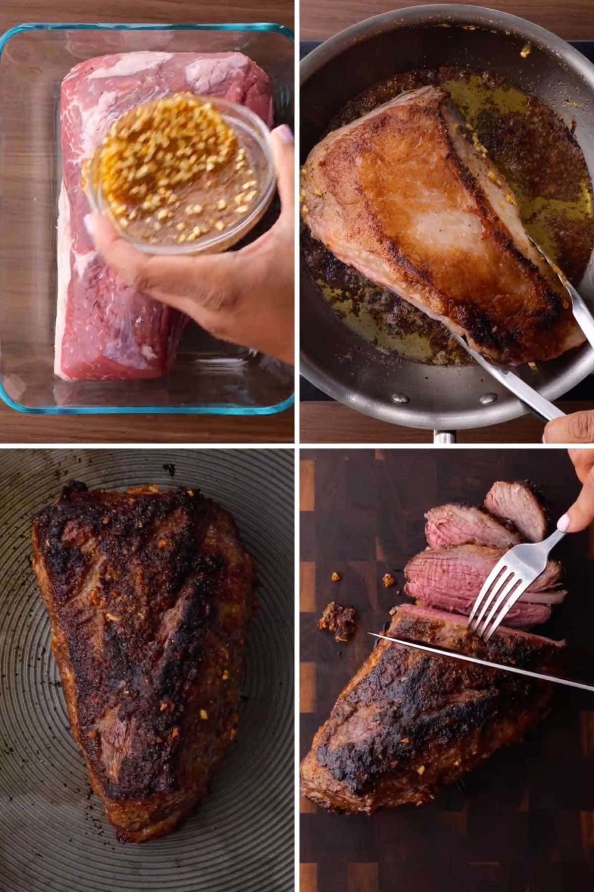 Easy Tri-Tip collage of cooking steps