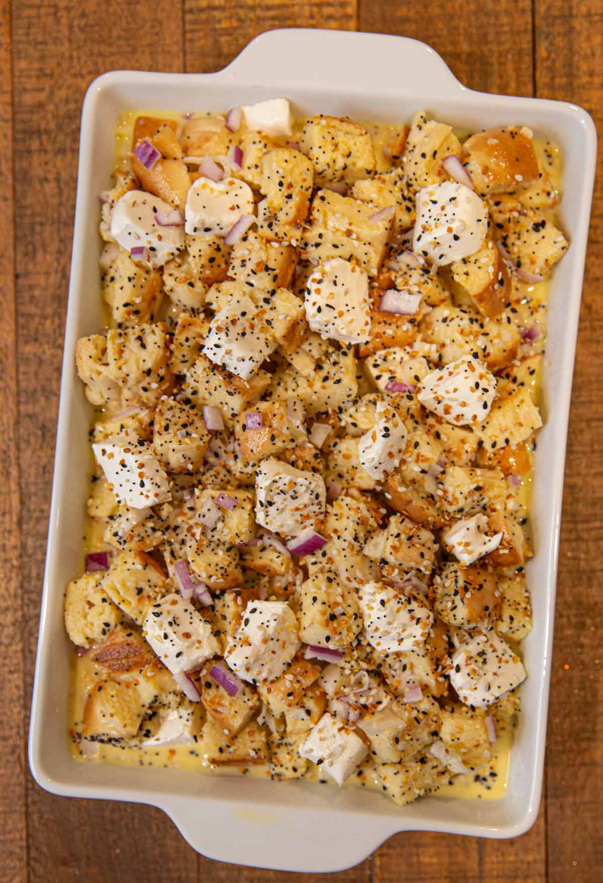 Everything Bagel Casserole before baking