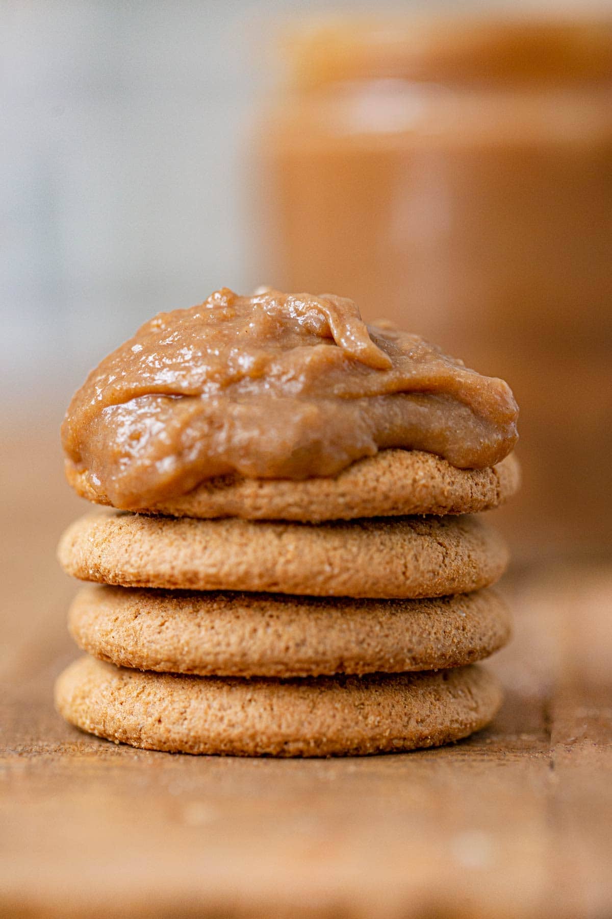 stack of gingersnaps with Gingerbread Cookie Butter on top