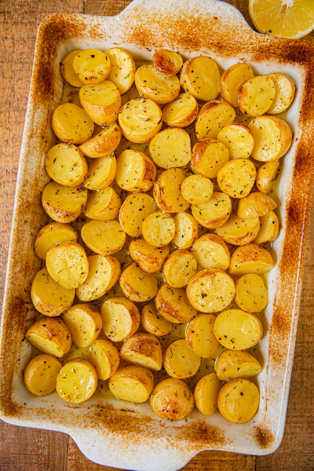 Greek Lemon Potatoes in baking dish