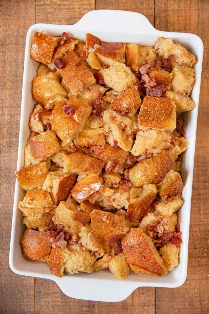 Overnight Maple Bacon Baked French Toast - Don't Sweat The Recipe