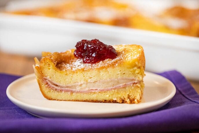 Monte Cristo Casserole serving on plate