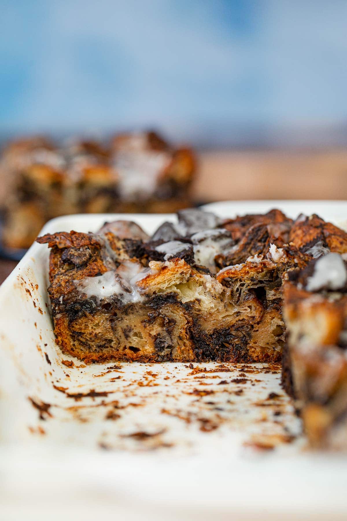 Cross section of Oreo Croissant Bread Pudding