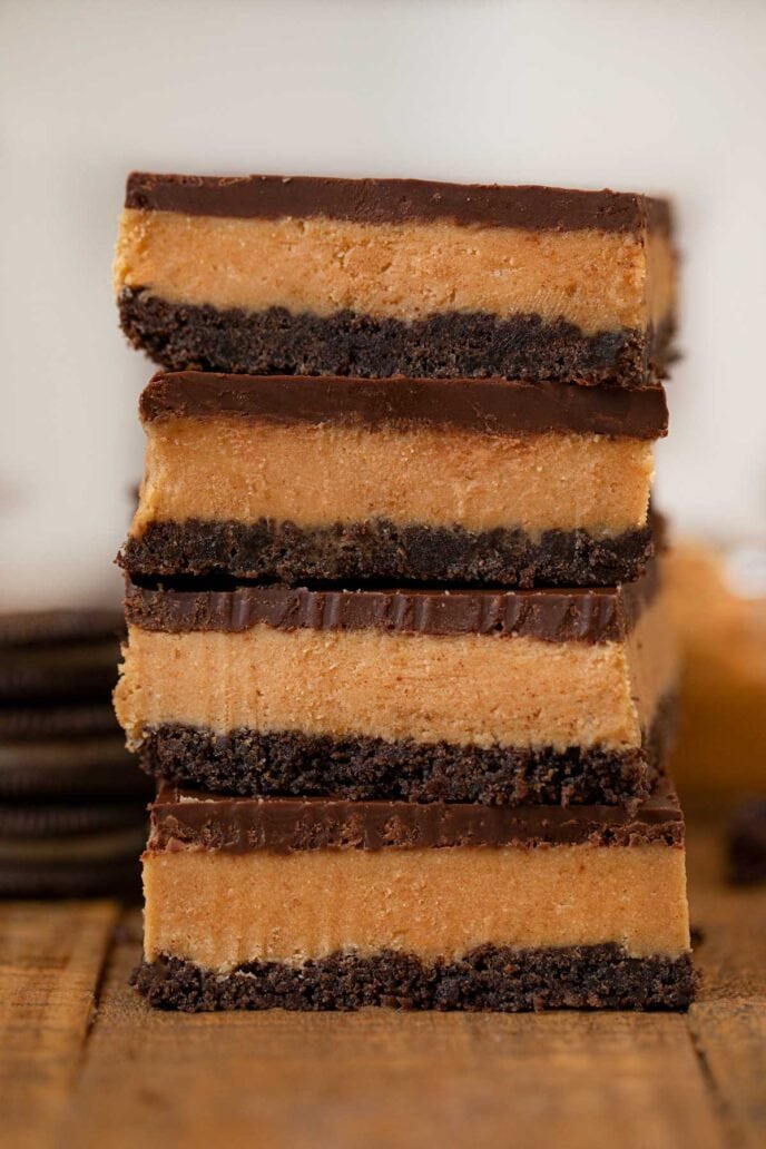 Peanut Butter Oreo Bars in a stack
