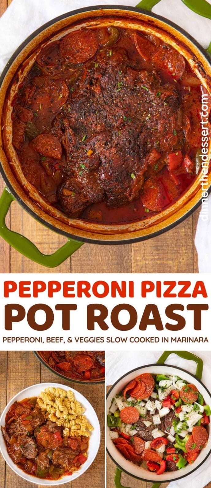 Pepperoni Pizza Pot Roast collage
