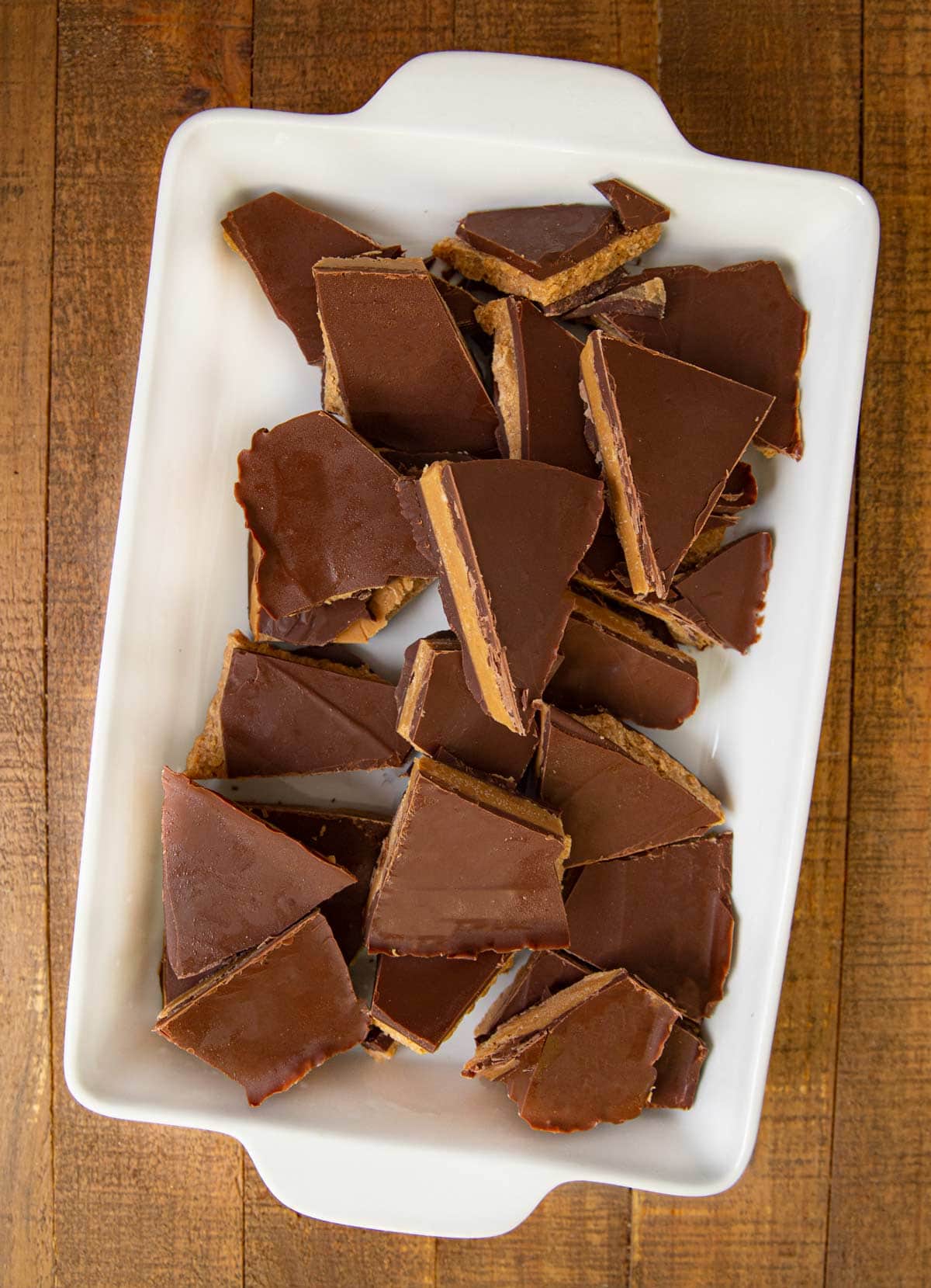 Reese's Bark in baking dish