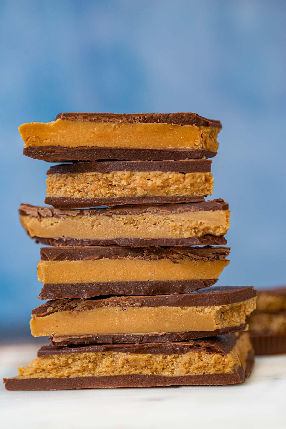 Reese's Bark in a stack with PB cups behind it