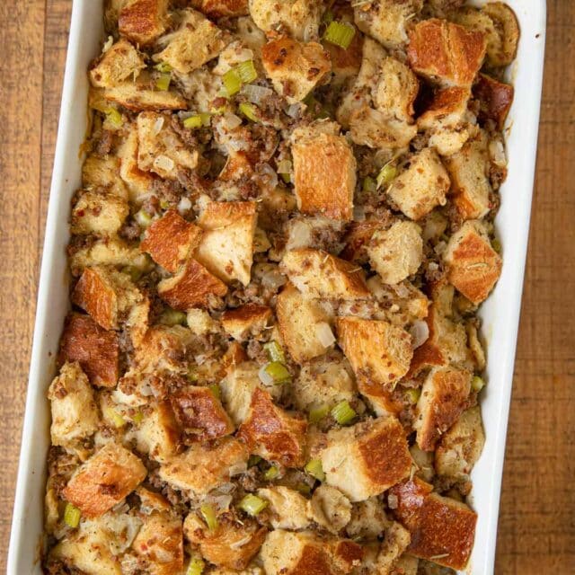 Sausage and Herb Stuffing after baking
