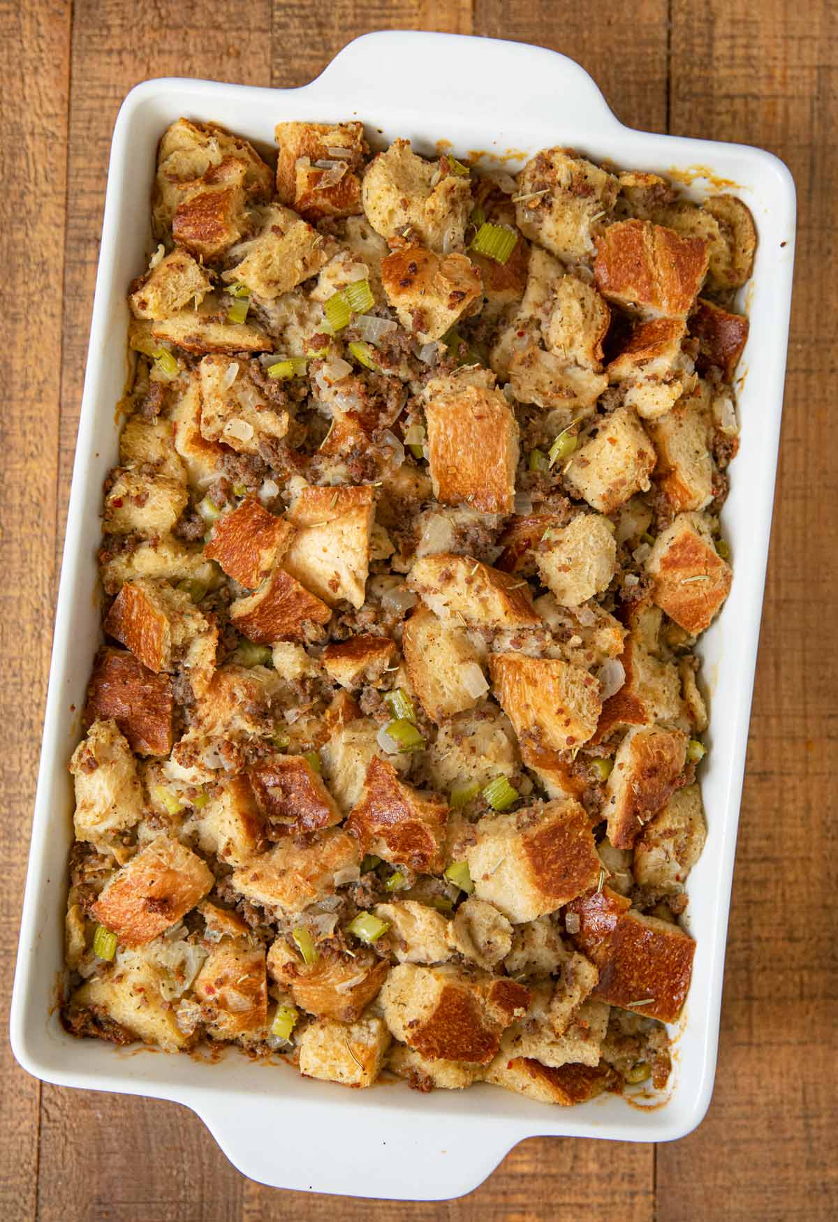 Sausage and Herb Stuffing after baking