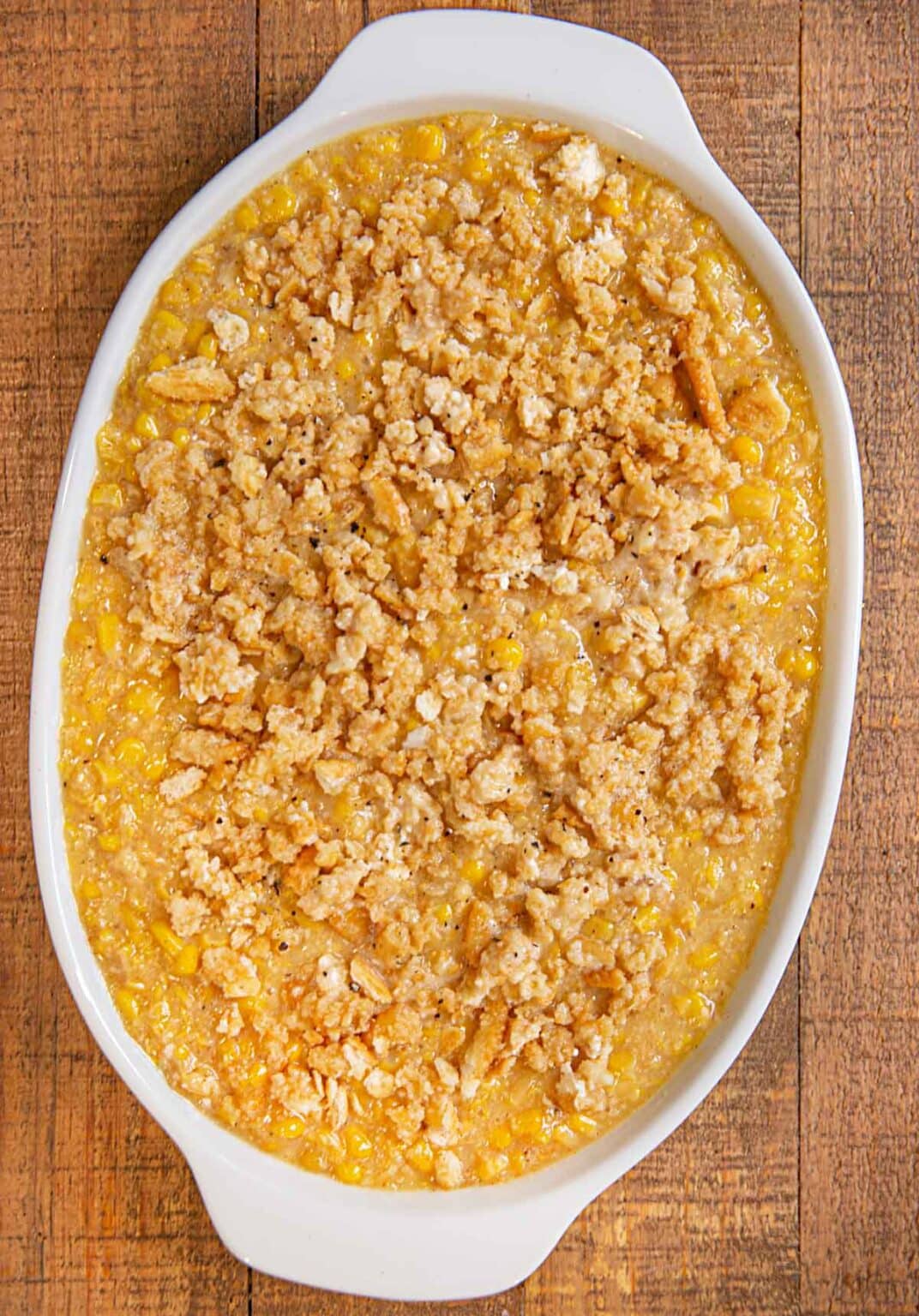 Easy Scalloped Corn Recipe Creamy Buttery Crispy Dinner Then 