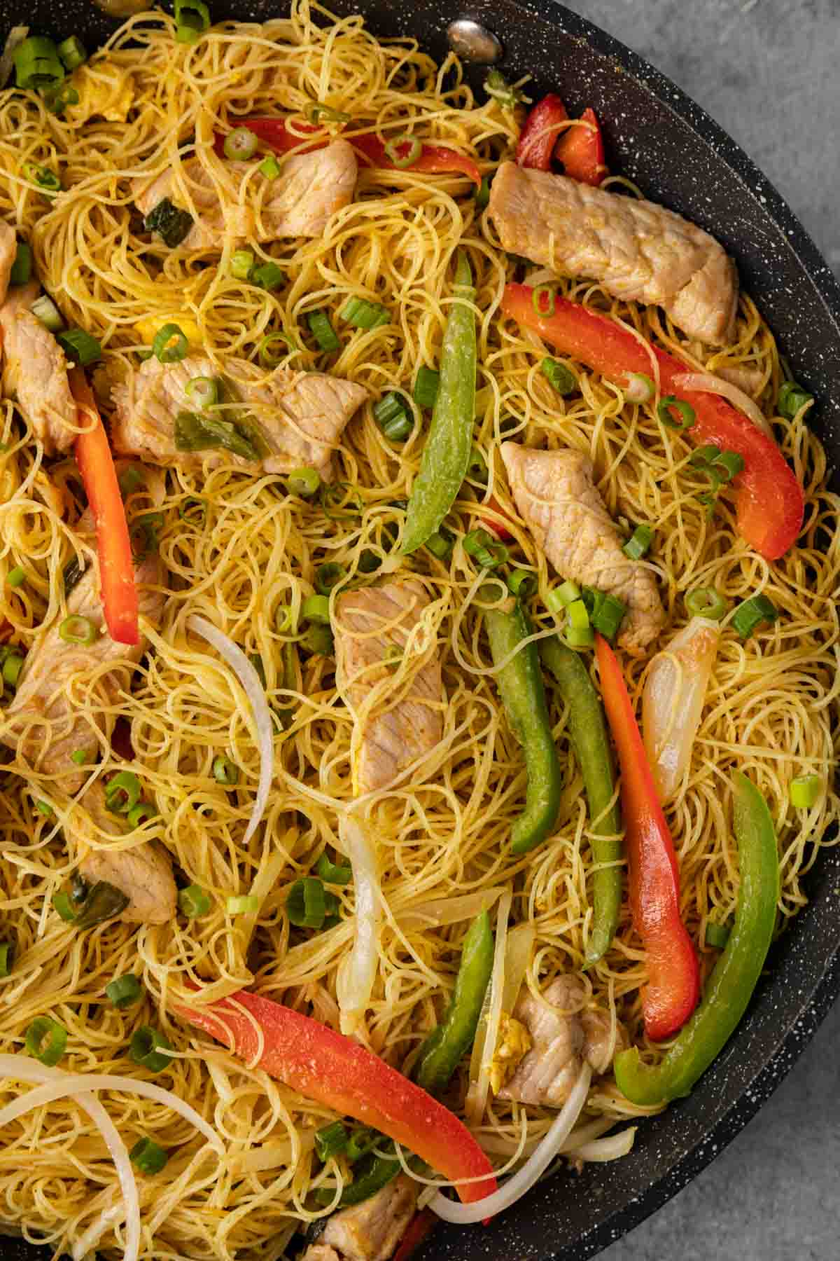 Singapore Noodles finished in wok