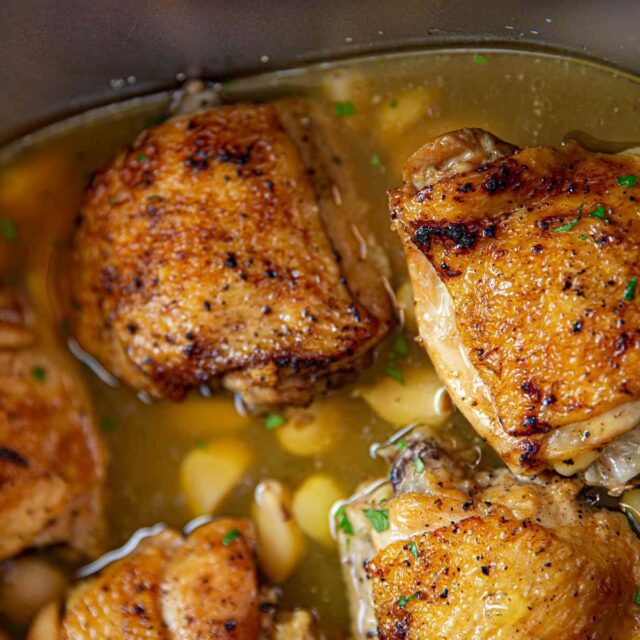 Garlic Chicken thighs in crock pot