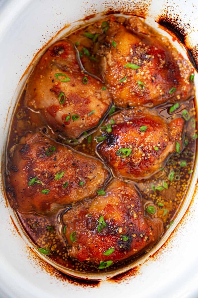 Easy Slow Cooker Brown Sugar Sriracha Chicken Recipe Dinner, then Dessert