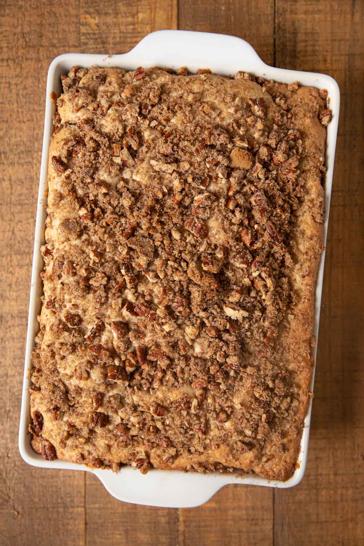 Sour Cream Coffee Cake in baking dish