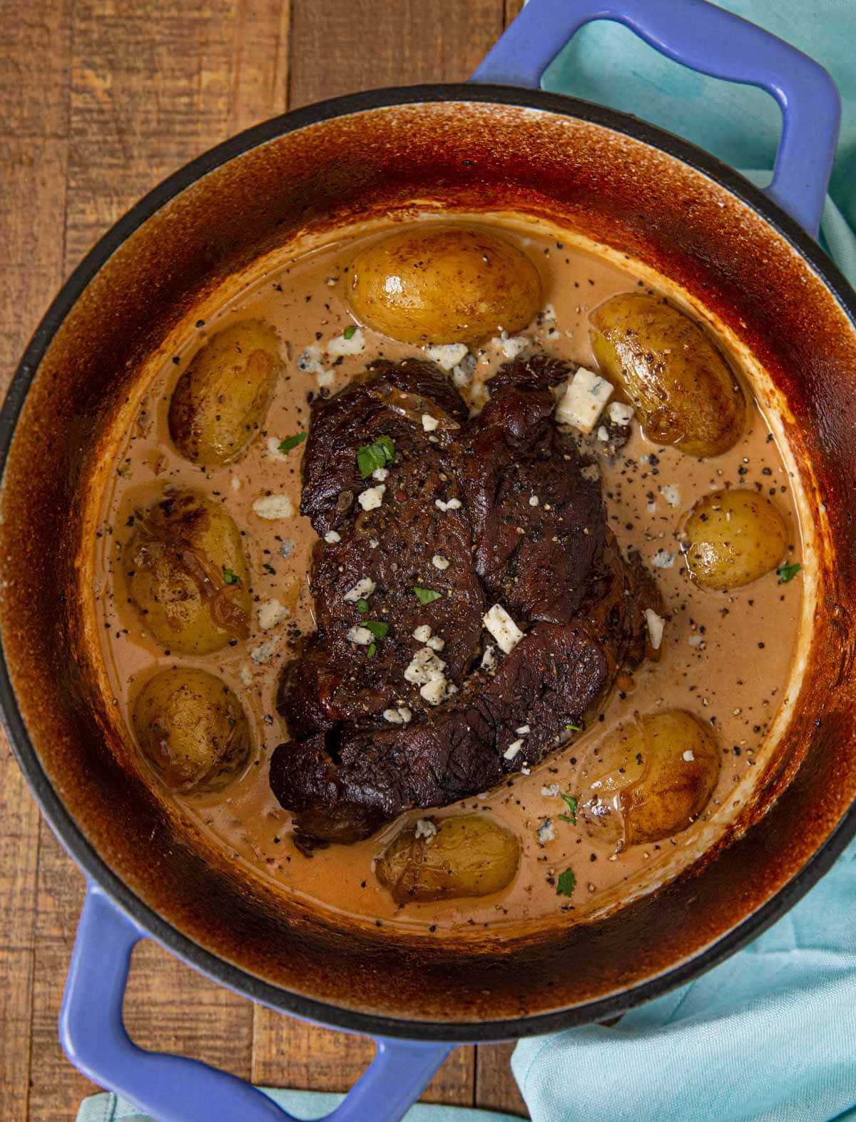 Steakhouse Pot Roast with Blue Cheese Gravy