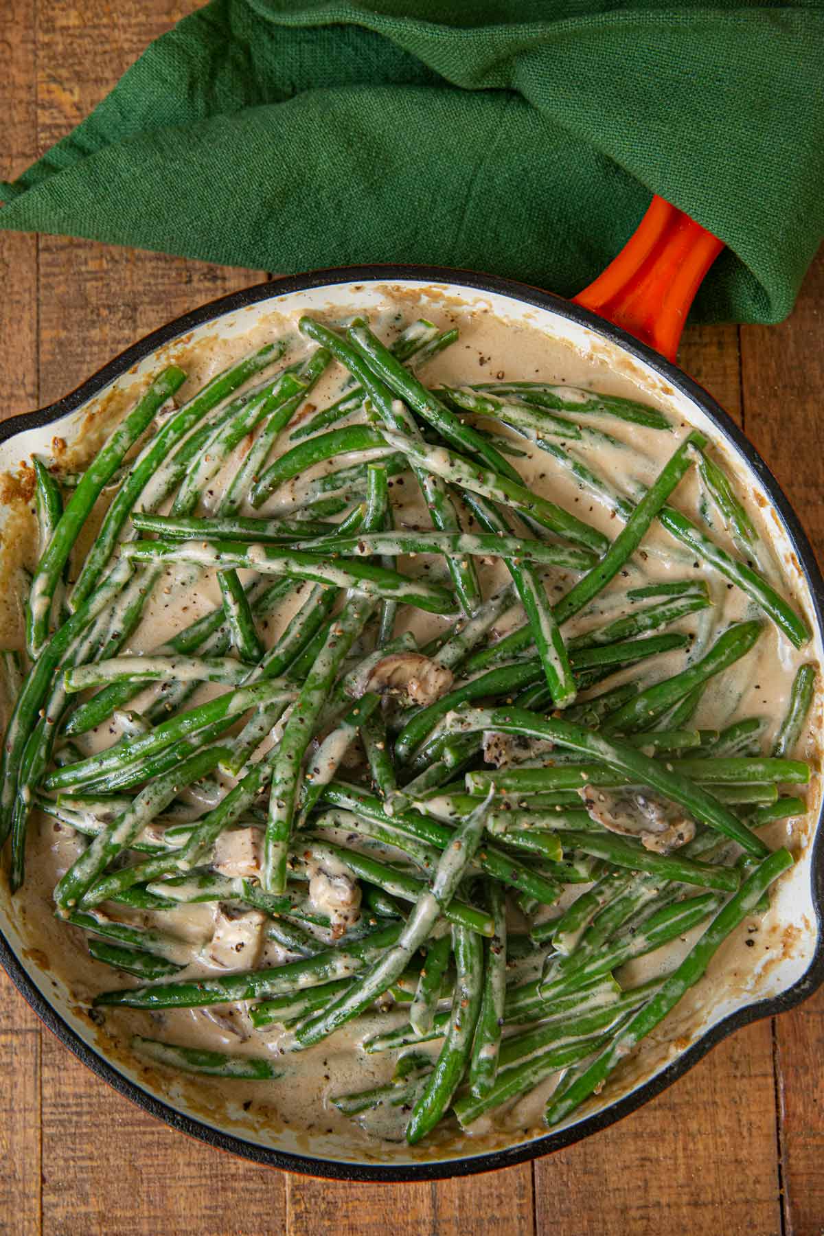 Stovetop Green Bean Casserole in skillet