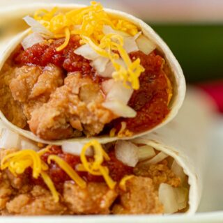Two bean burritos stacked 4x3