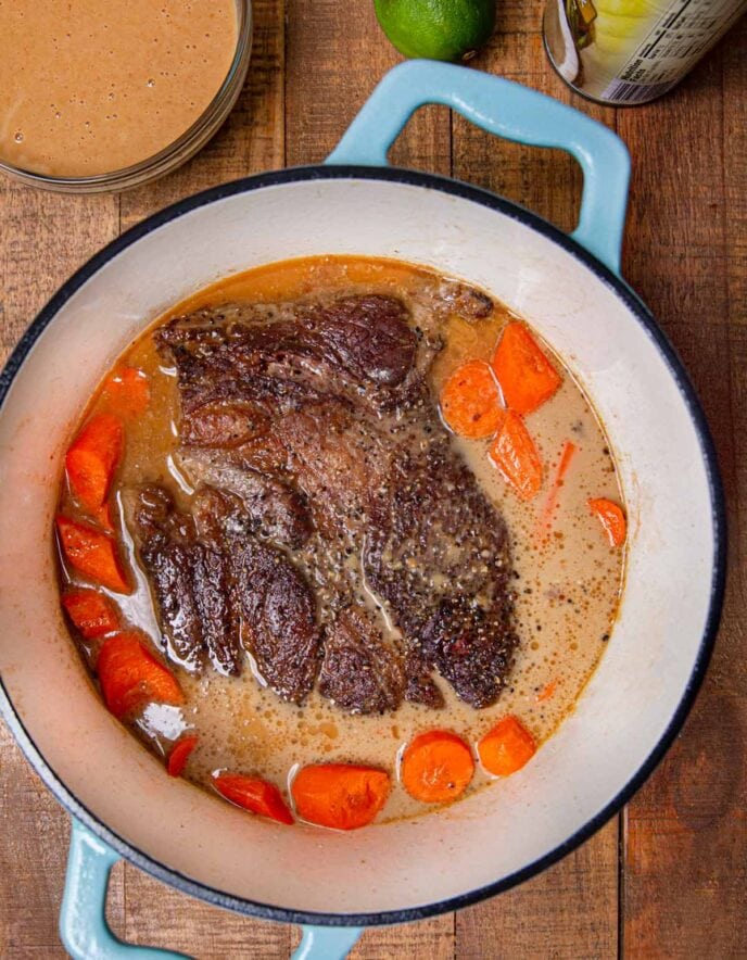 Thai Peanut Pot Roast before braising