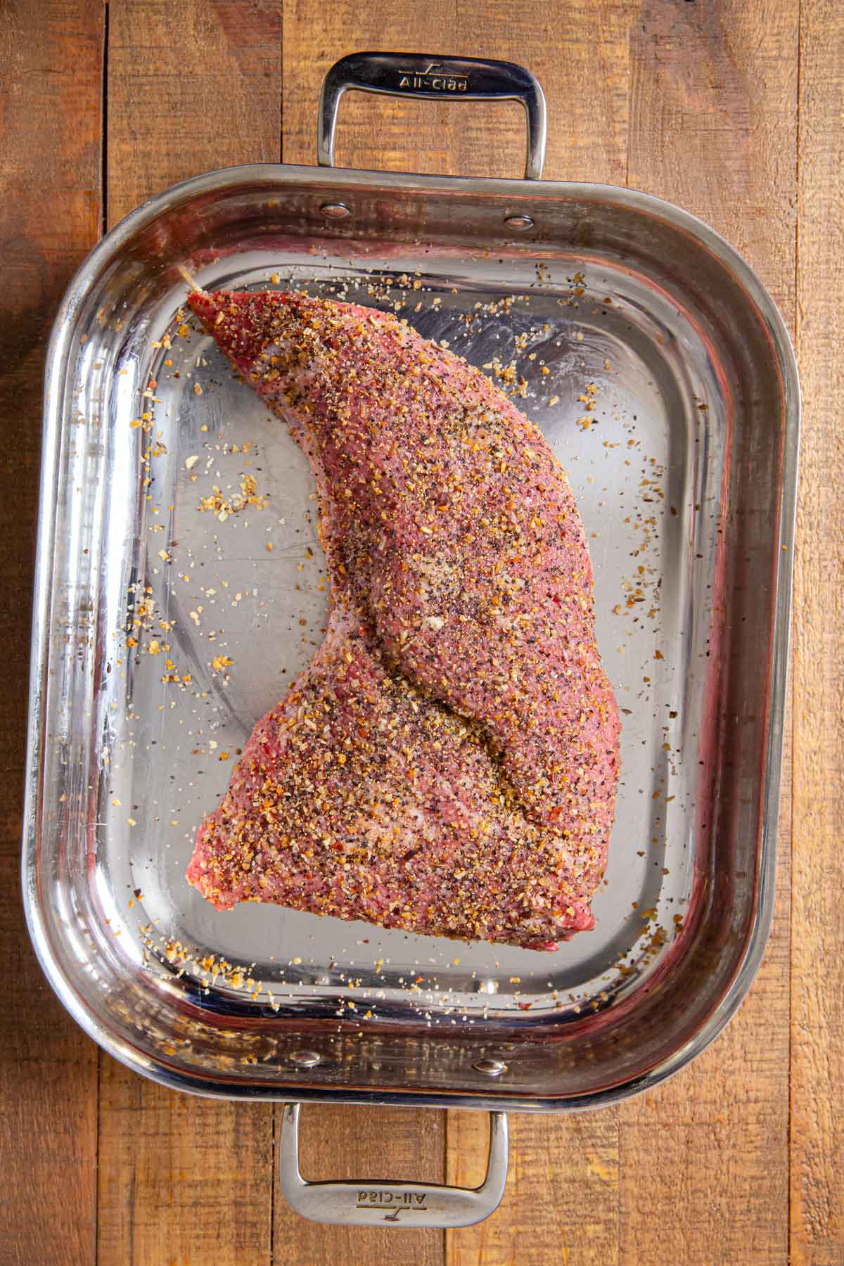 Tri-Tip in roasting pan before roasting