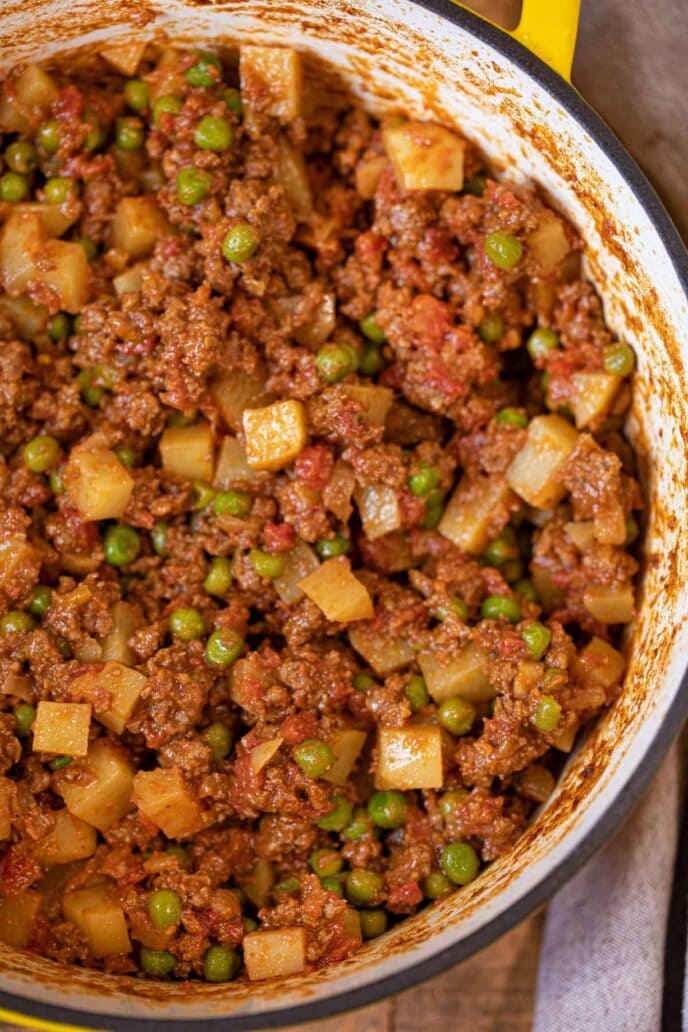 Indian Keema Aloo Beef and Potatoes side of pot