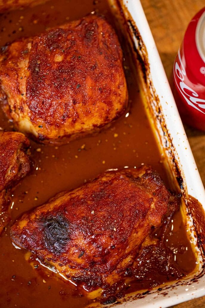 Baked Coca Cola Chicken in pan