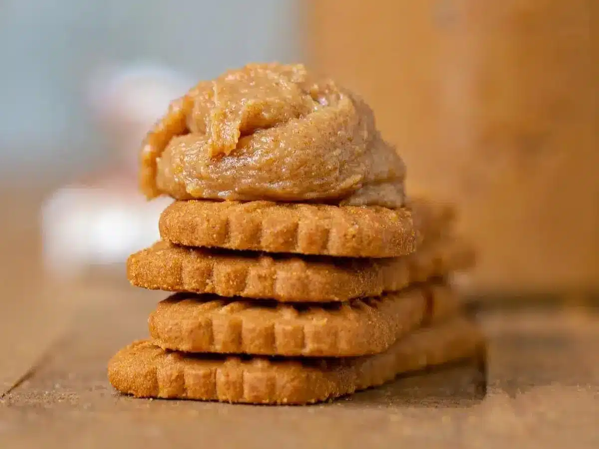 cookies stacked with butter on top