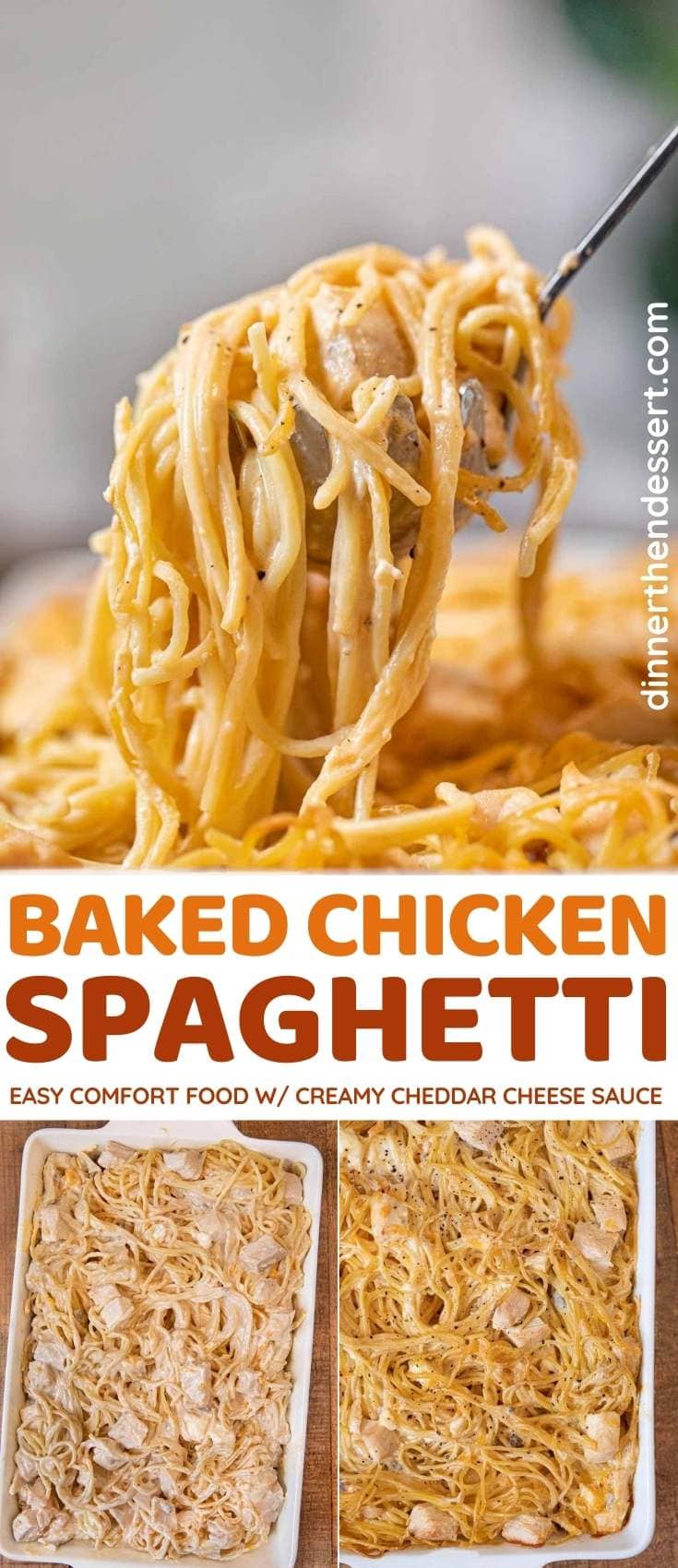 Easy Baked Chicken Spaghetti Recipe - Dinner, then Dessert