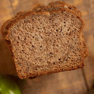 Top view of bread with apple
