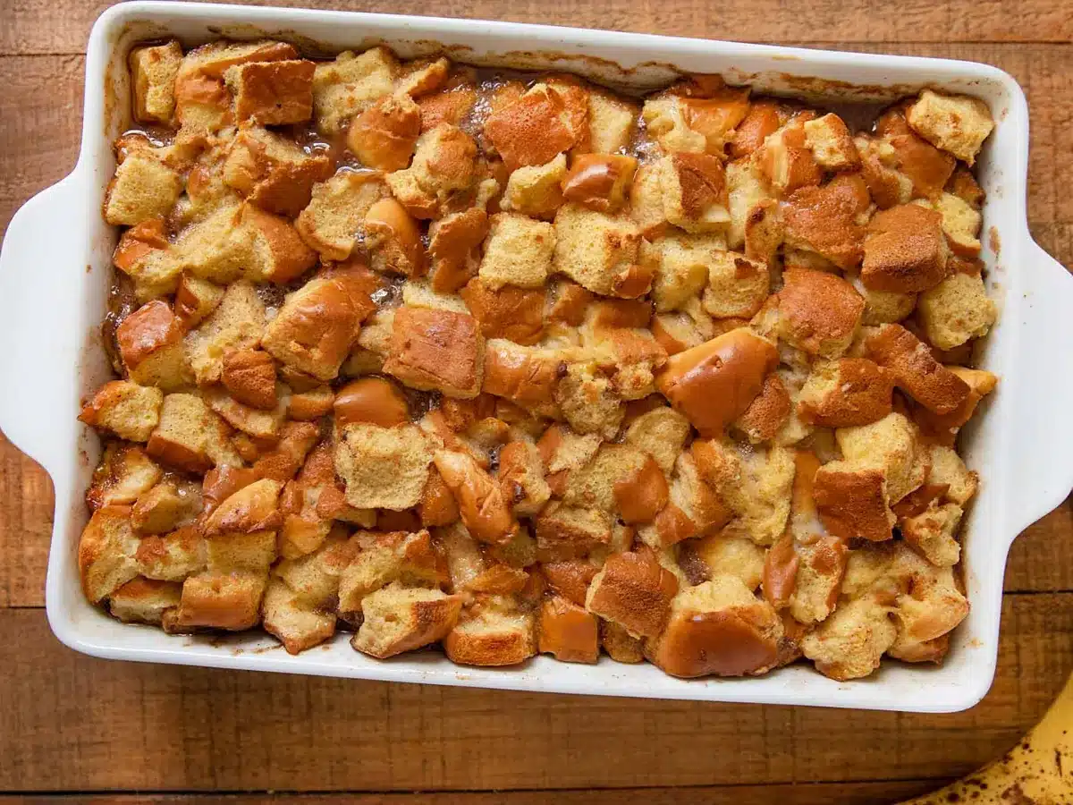 top down view of baked dish 