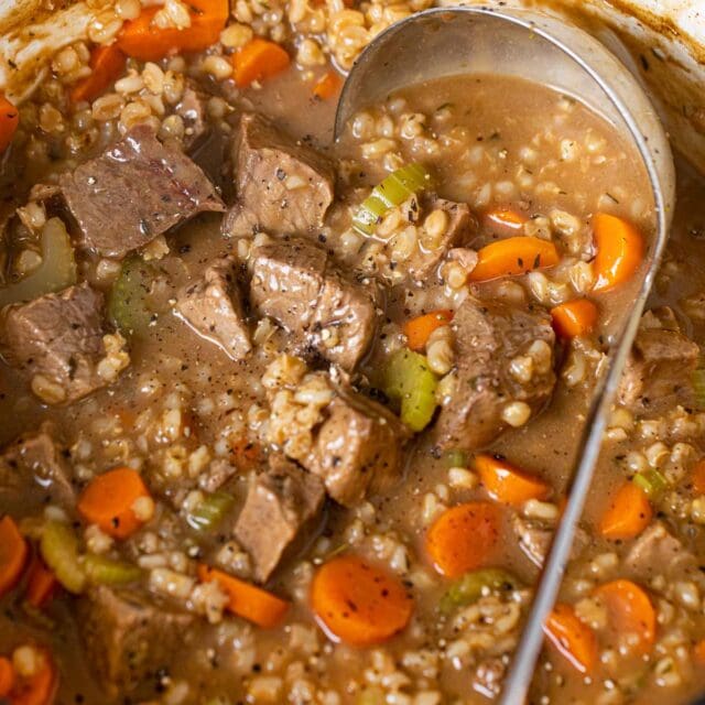 cropped photo of Beef and Barley Soup