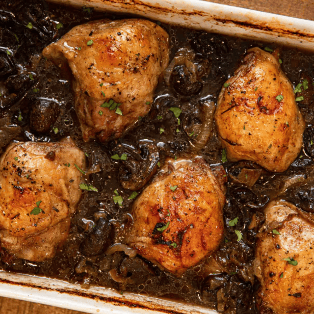 thighs in a baking dish