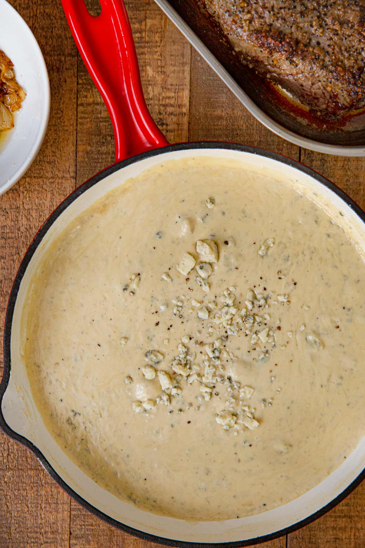 Blue Cheese Sauce in skillet