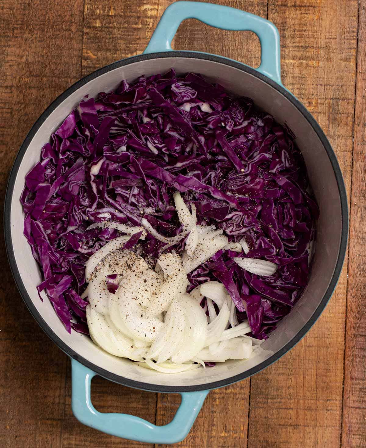 Braised Cabbage ingredients in pot