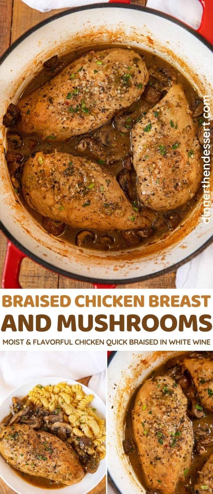 Braised Chicken Breast with Mushrooms Recipe Dinner, then Dessert