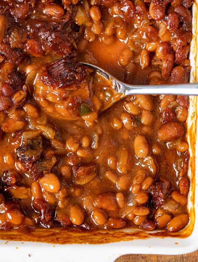 Brisket Baked Beans in baking dish