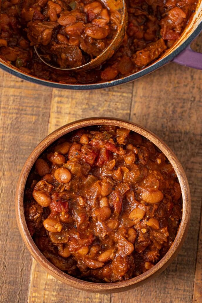 Brisket, Beer and Bean Chili in bowl