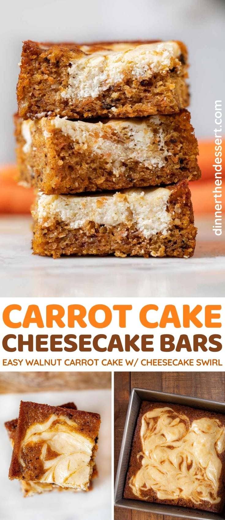 Carrot Cake Cheesecake Bars collage