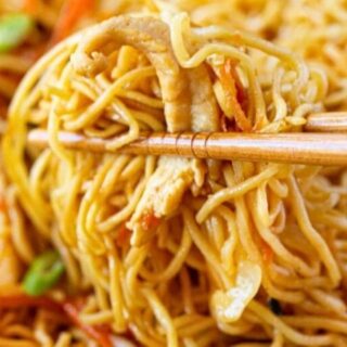 Noodles on chopsticks