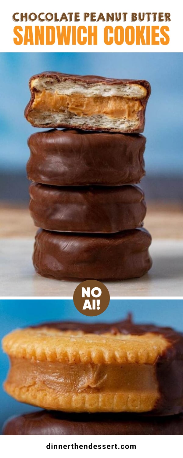 Cookies in a stack with a blue background pin image