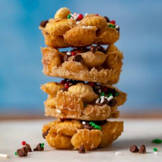 Christmas Saltine Toffee Cookies in stack