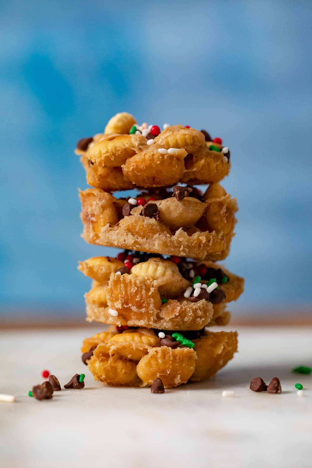 Christmas Saltine Toffee Cookies in stack