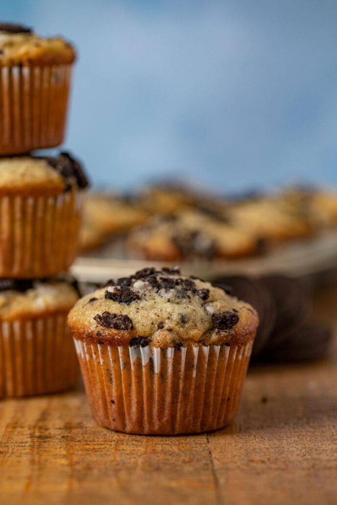 Cookies and Cream Muffin on cutting board