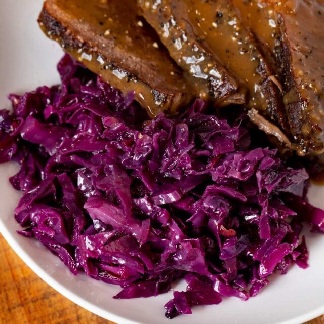German Cabbage on plate with Sauerbraten