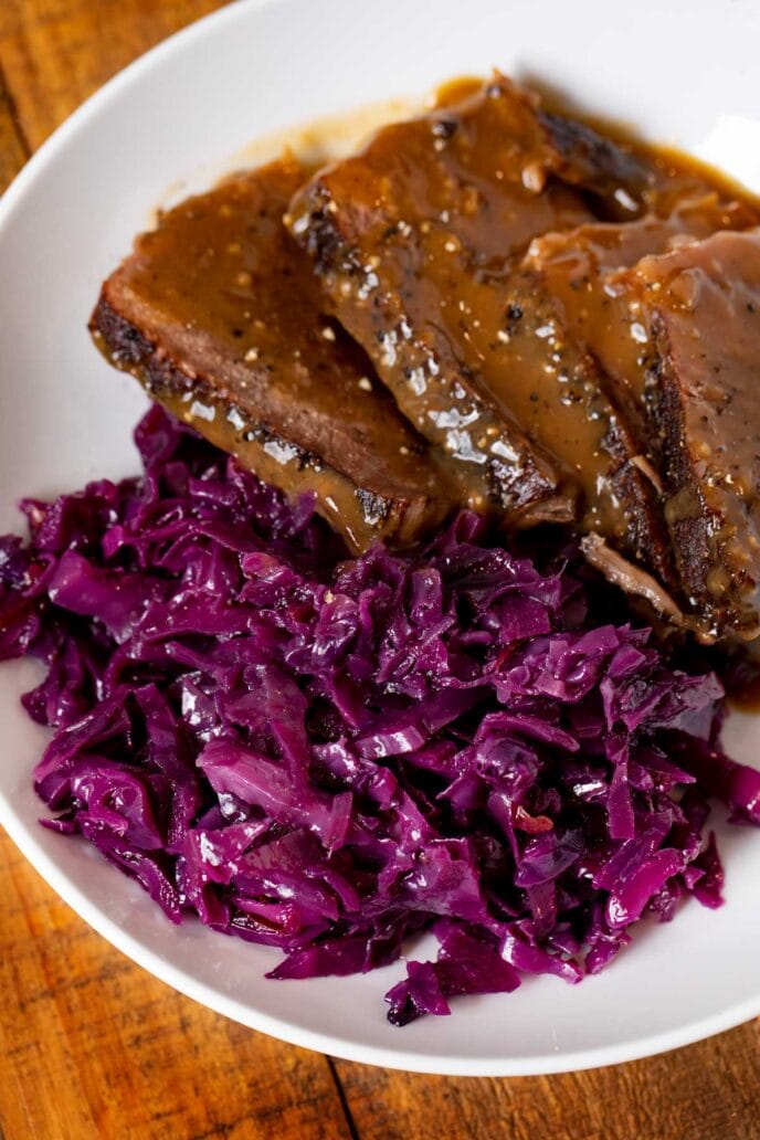 German Cabbage on plate with Sauerbraten