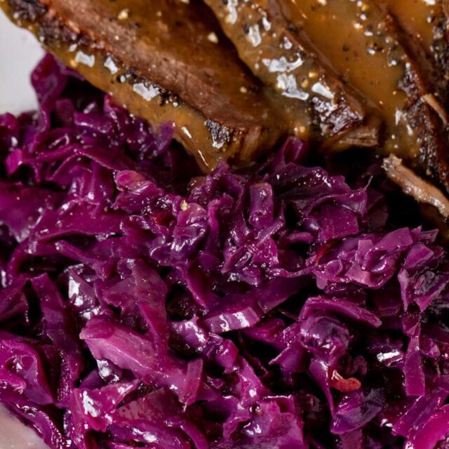 German Cabbage on plate with Sauerbraten