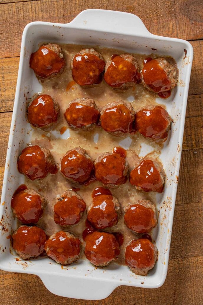 Meatloaf Meatballs in baking dish