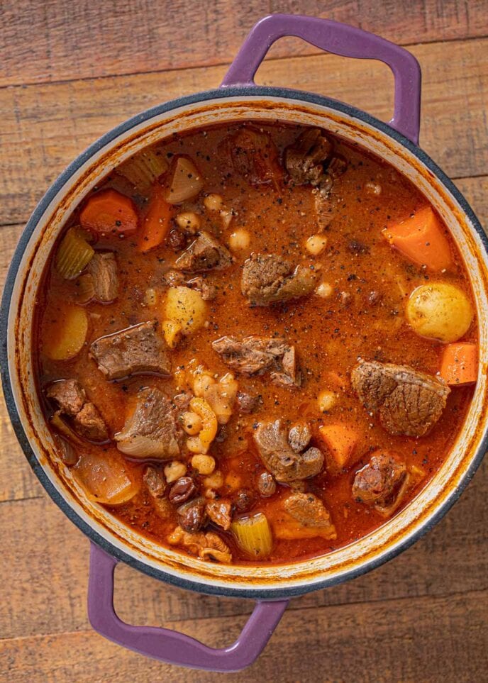 Moroccan Lamb Stew in pot